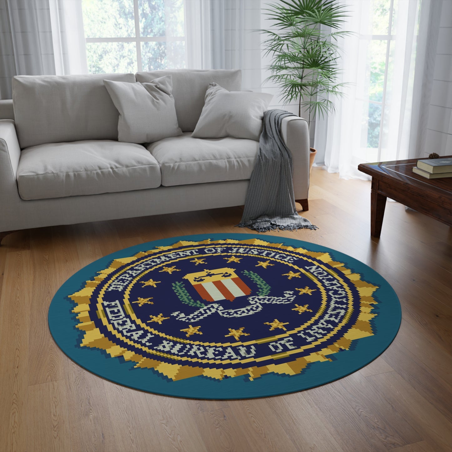 90s Arcade Warning round rug