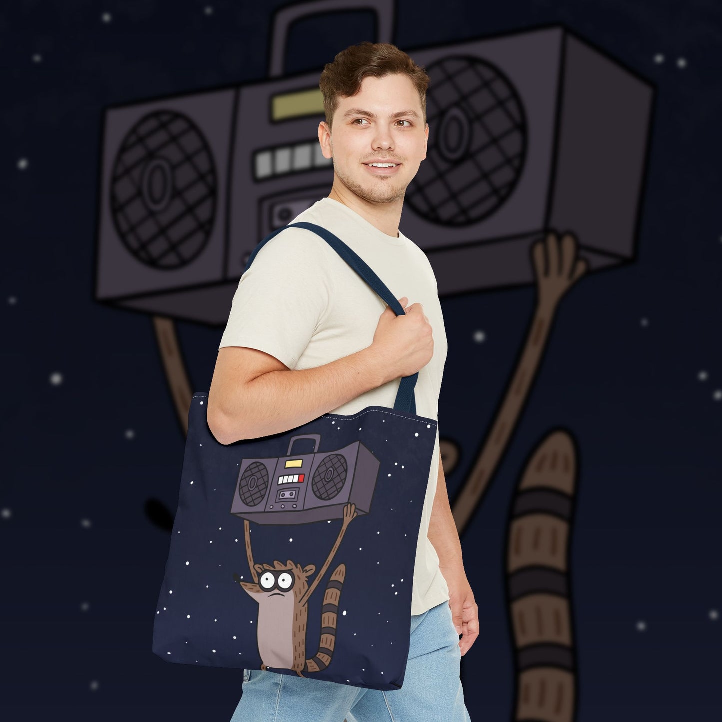 Rigby Boombox all-over print tote bag