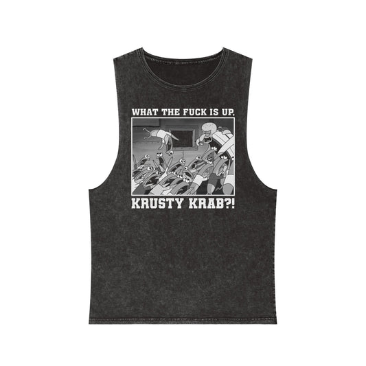 WTF is up, KK?! stonewash tank top / sleeveless t-shirt