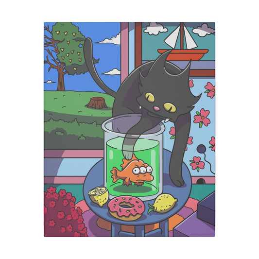 Cat with Orange Fish 16" x 20" canvas print