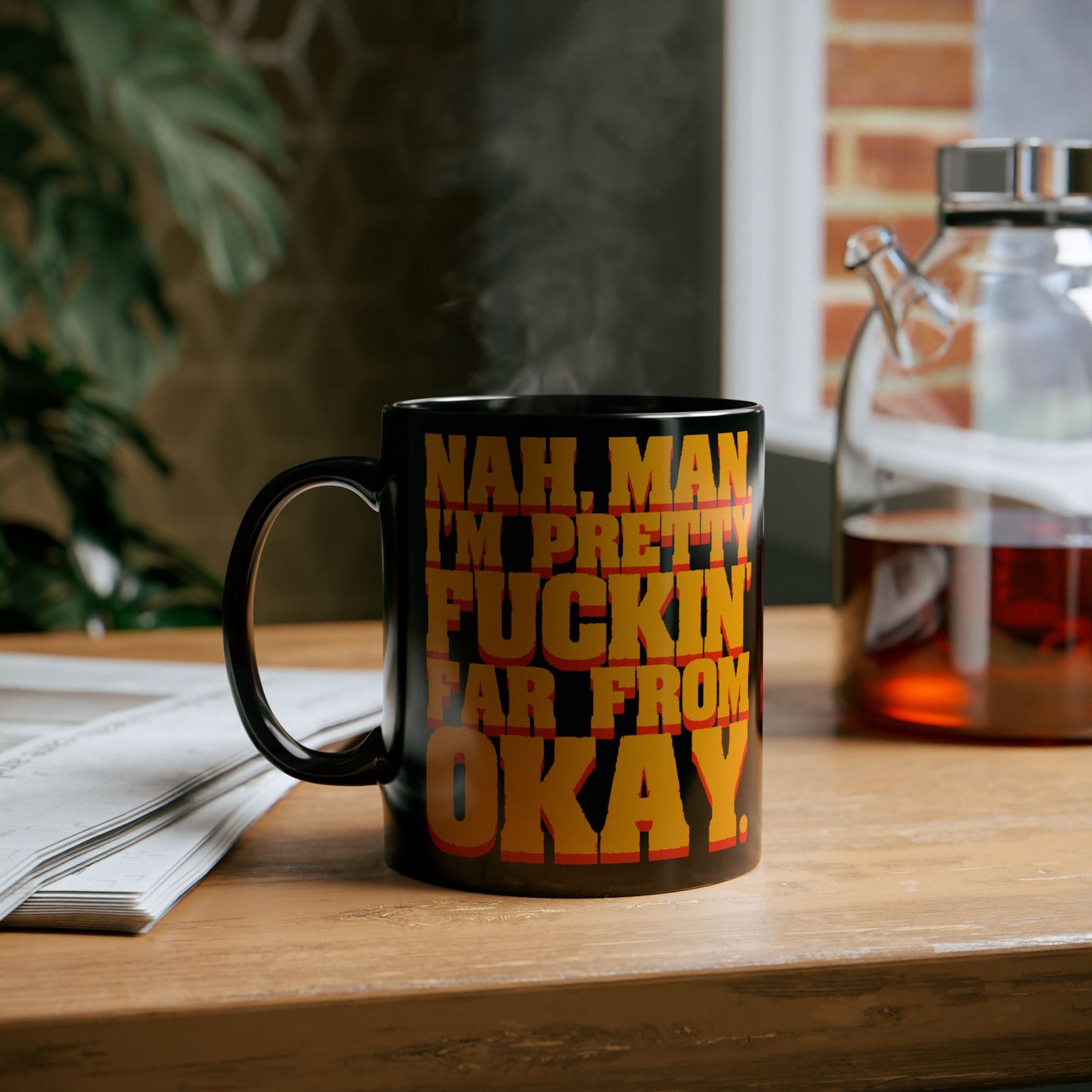 Pretty Far From Okay ceramic mug