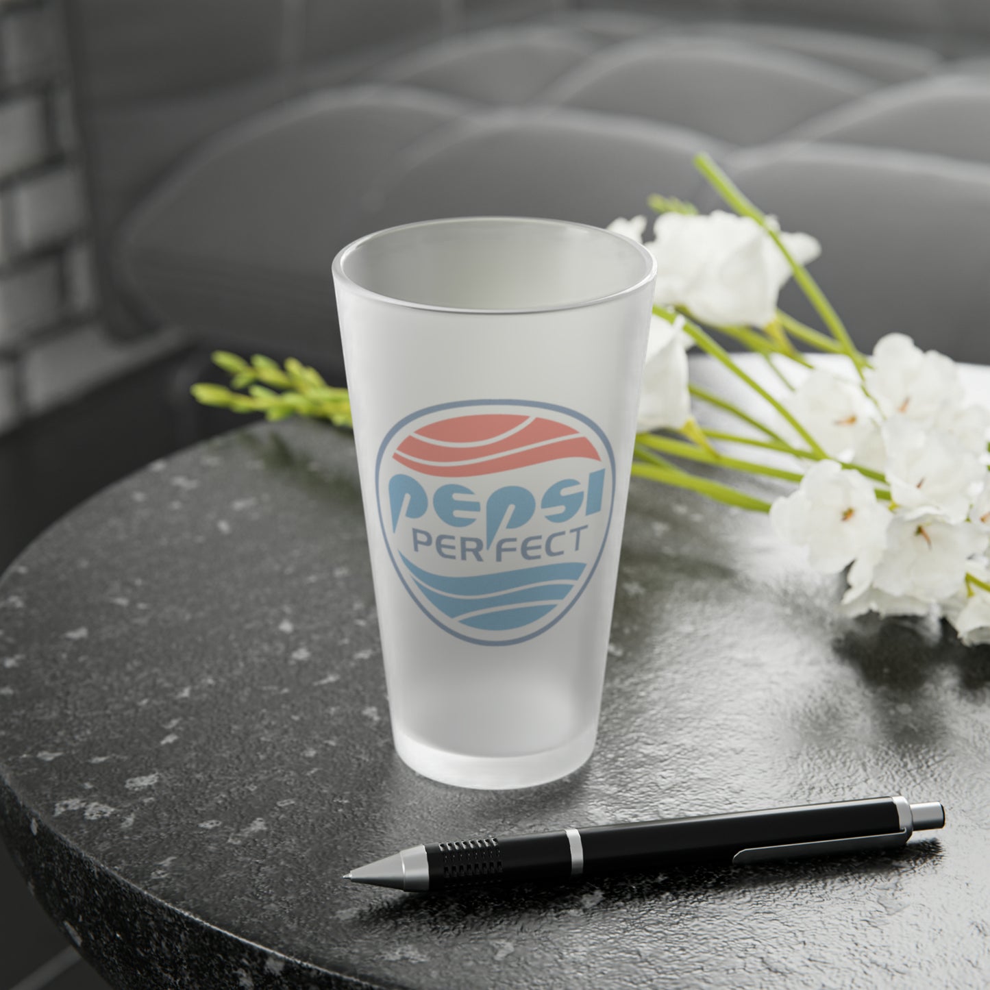 Future Perfect Cola frosted pint glass