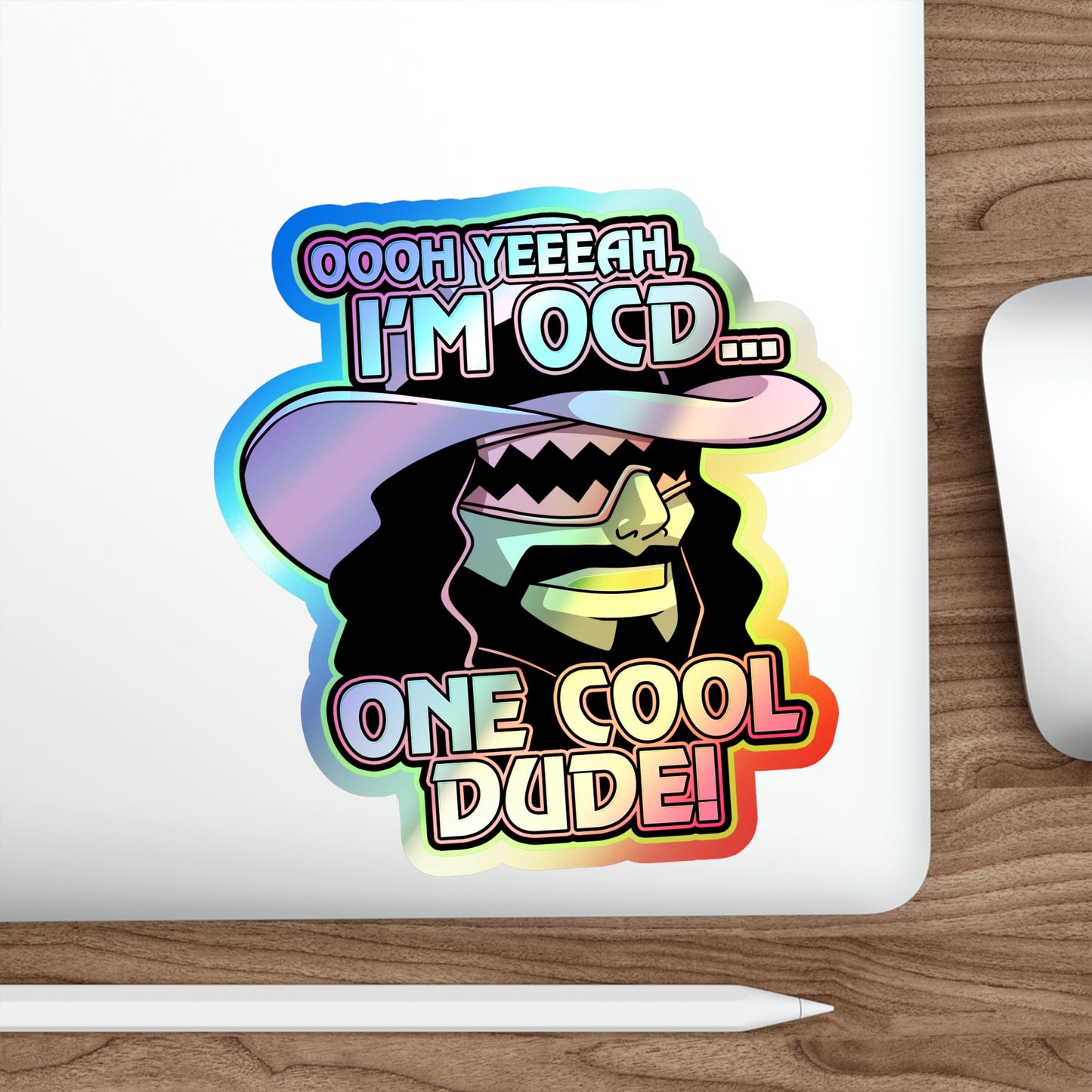 One Cool Dude holographic vinyl sticker