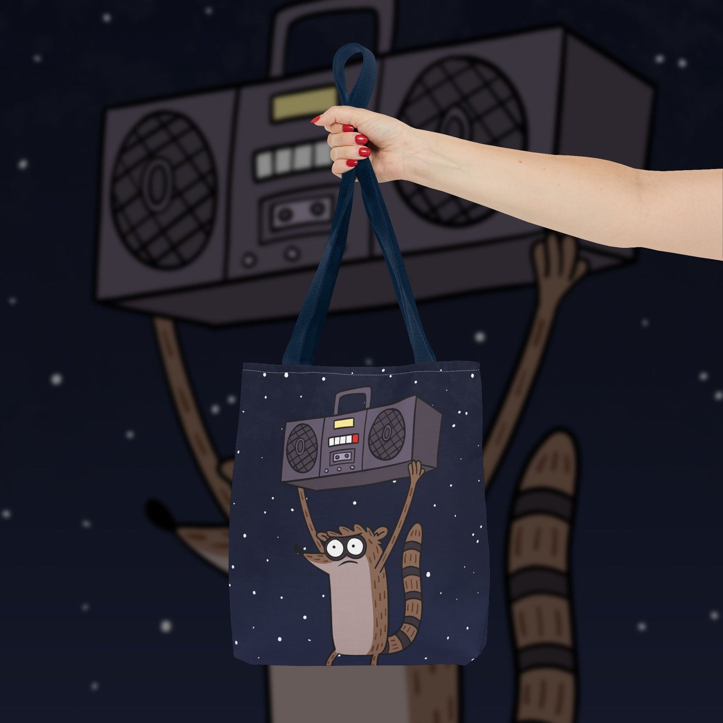 Rigby Boombox all-over print tote bag