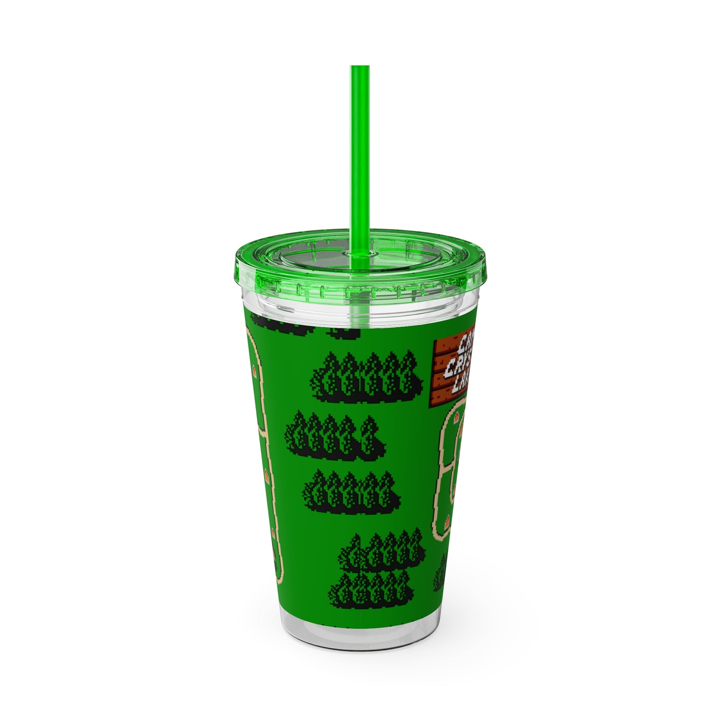 Camp Pixel Lake tumbler with straw