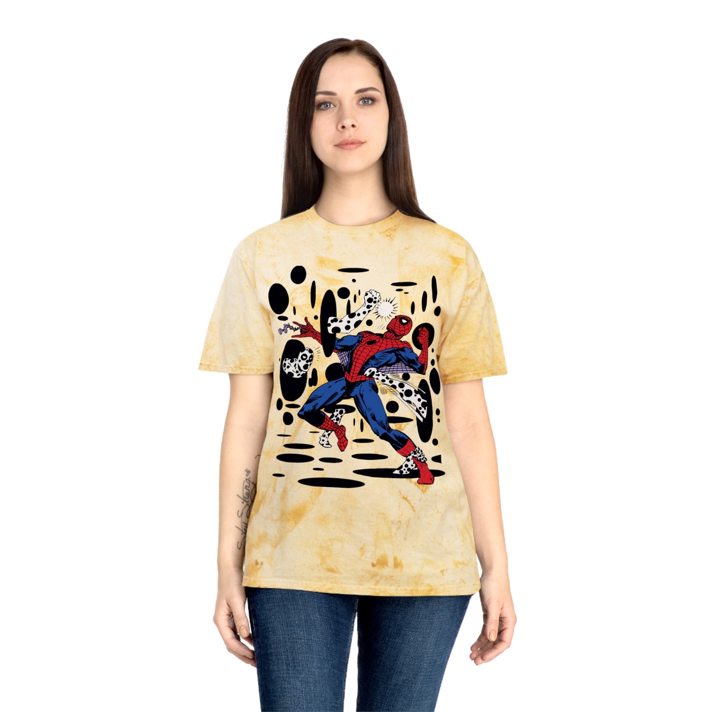 Spidey in a Spot color blast dye tee