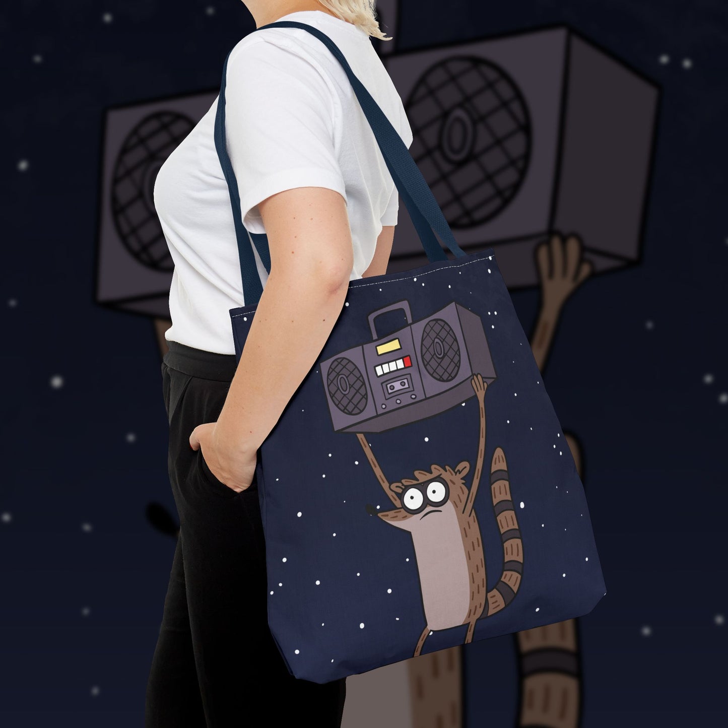 Rigby Boombox all-over print tote bag