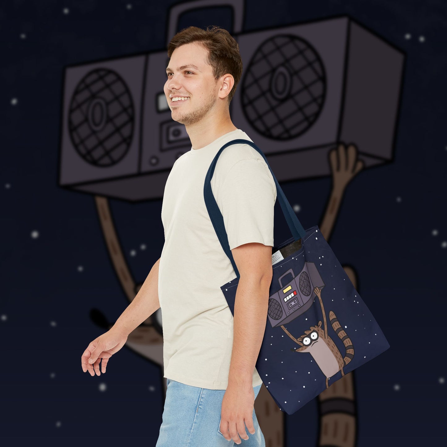 Rigby Boombox all-over print tote bag