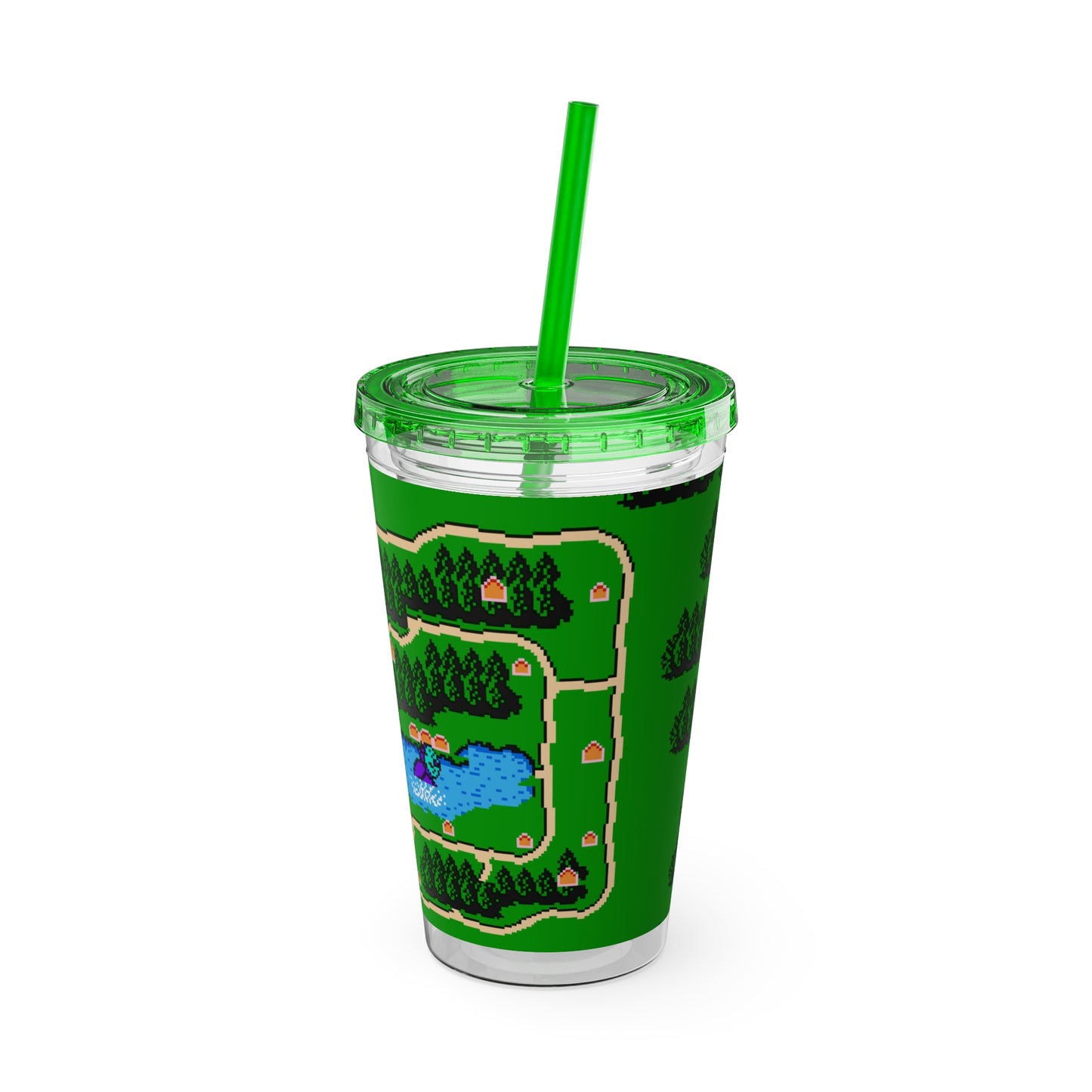 Camp Pixel Lake tumbler with straw