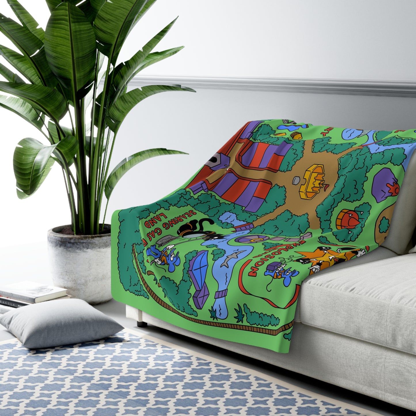 I&SL Map sherpa fleece blanket