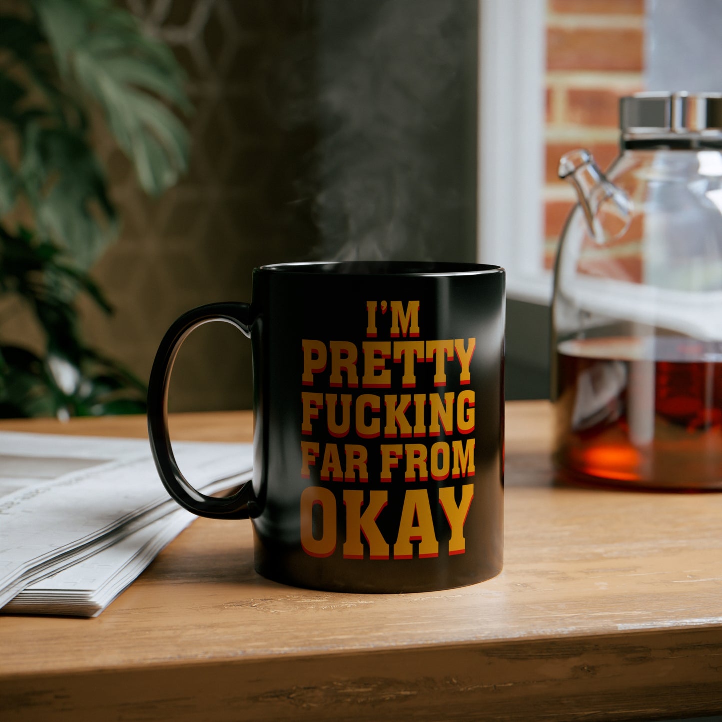 Pretty Far From Okay ceramic mug