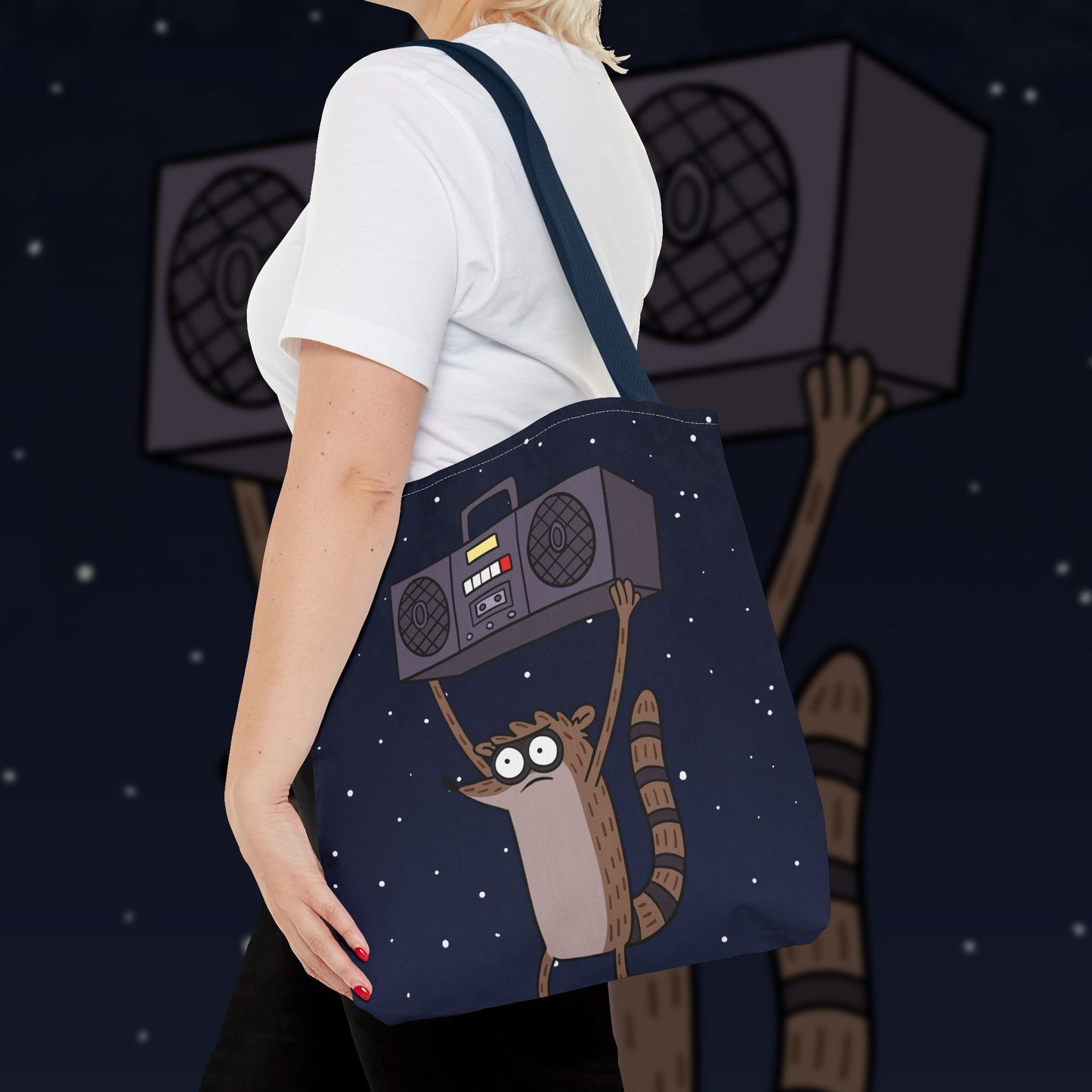 Rigby Boombox all-over print tote bag
