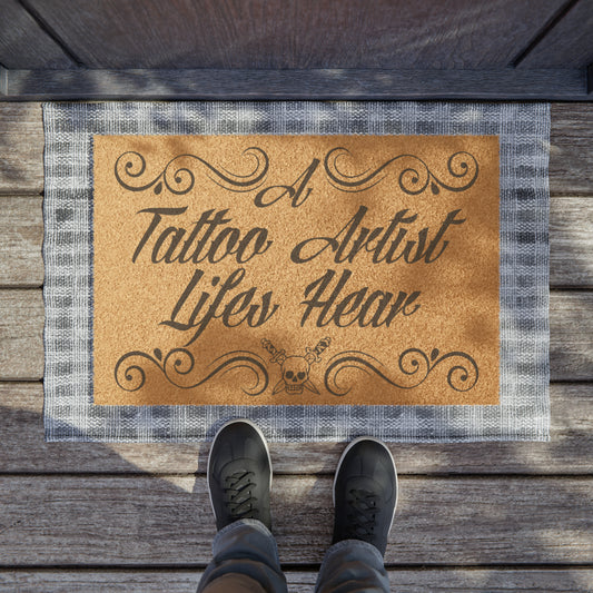 Tattoo Artist coir welcome mat
