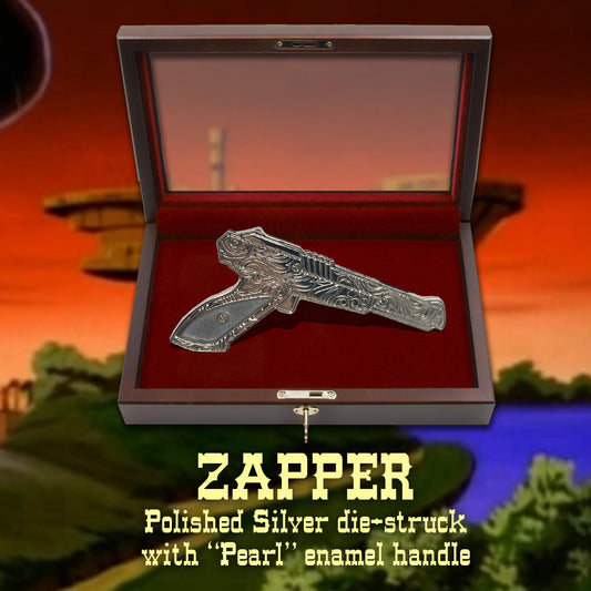 Retro Gunslinger Zapper 2" Pearl / Die-Struck Pin