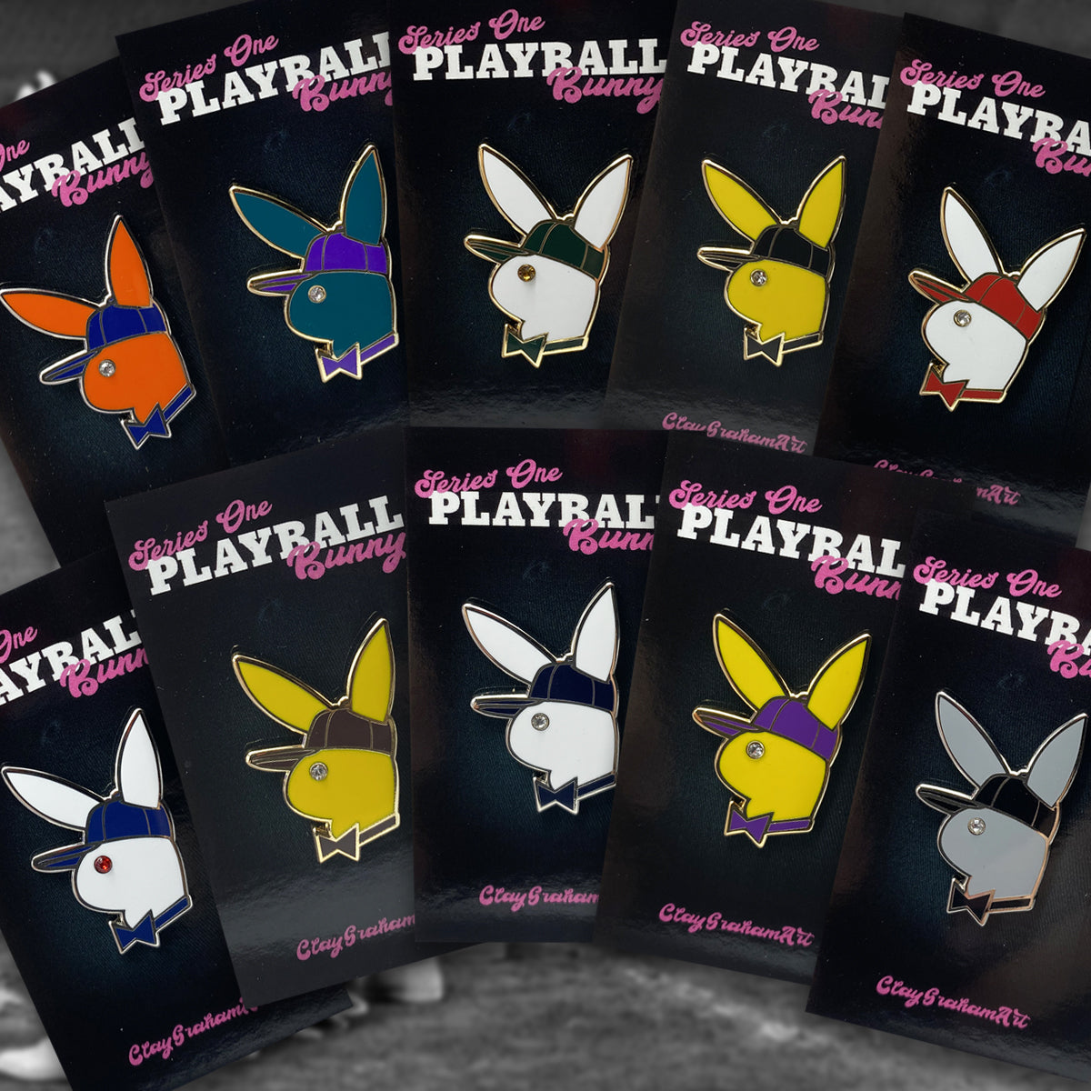 Playball Bunny Blind Bag hard enamel pin w/ gem "eye"