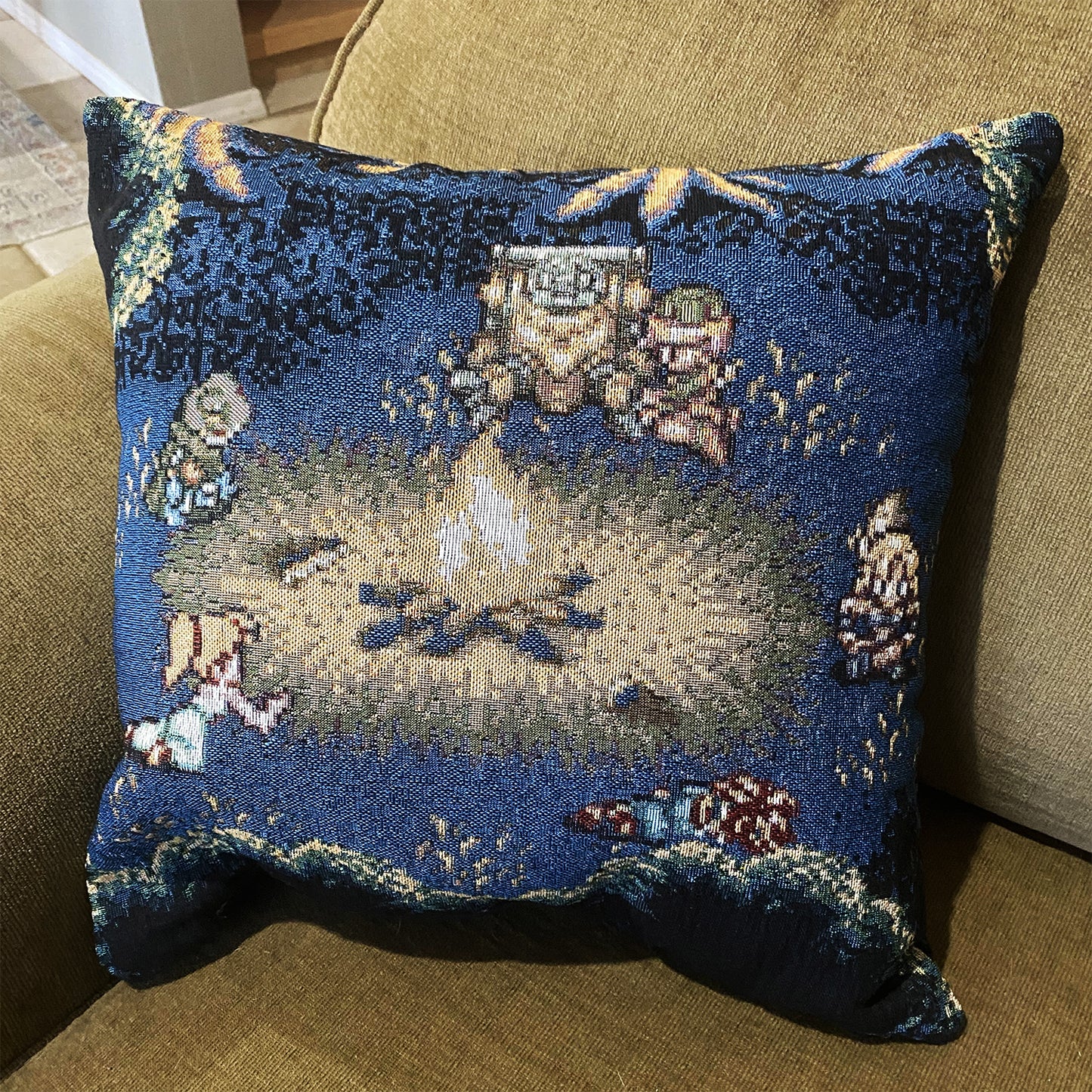 Chrono Campfire woven throw pillow