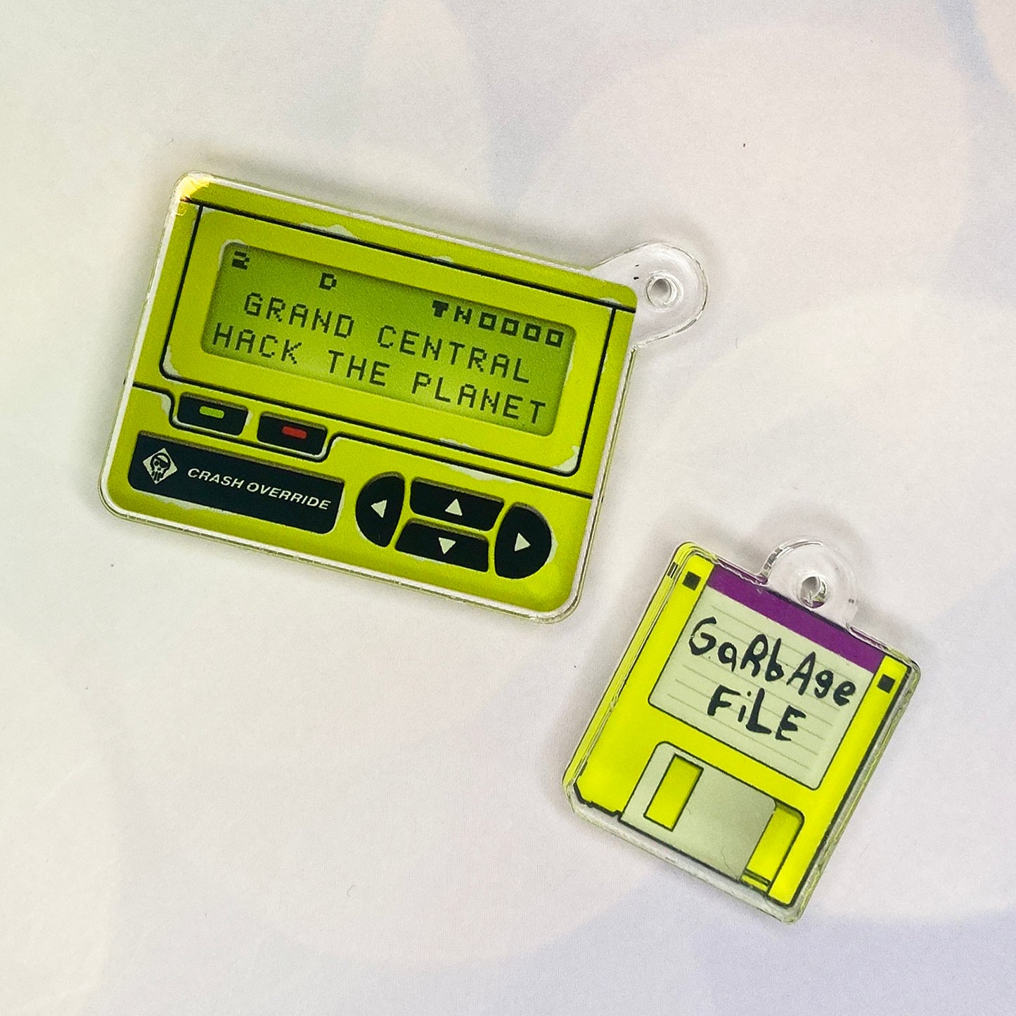 Hack the Planet acrylic charm keychain set