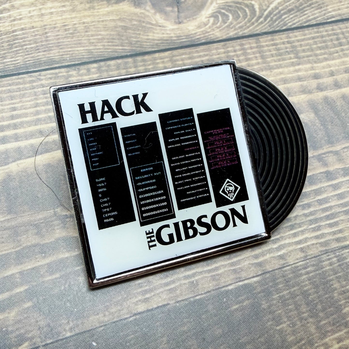 Hack the Gibson Album 1.75" pin