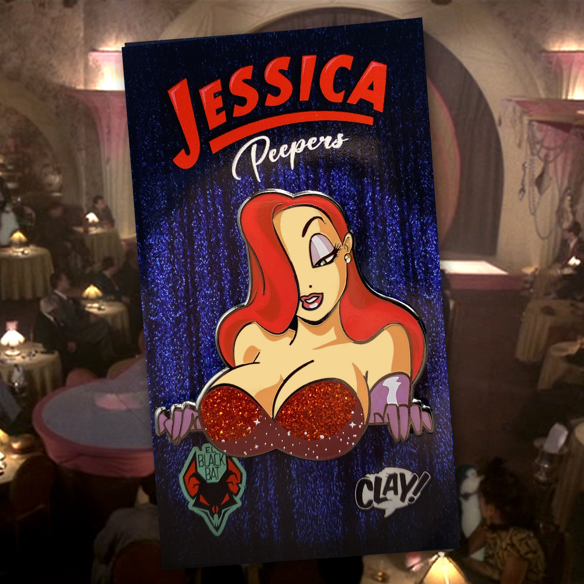 B-GRADE Jessica Grabbit Peeper 1.75" hard enamel pin