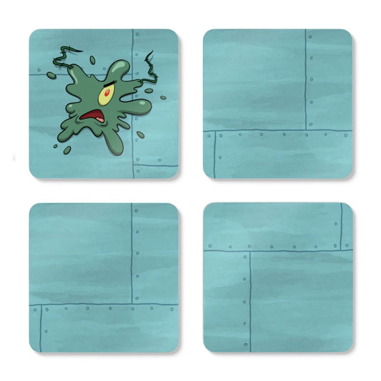 Walking the Plankton premium corkback coaster SET OF 4