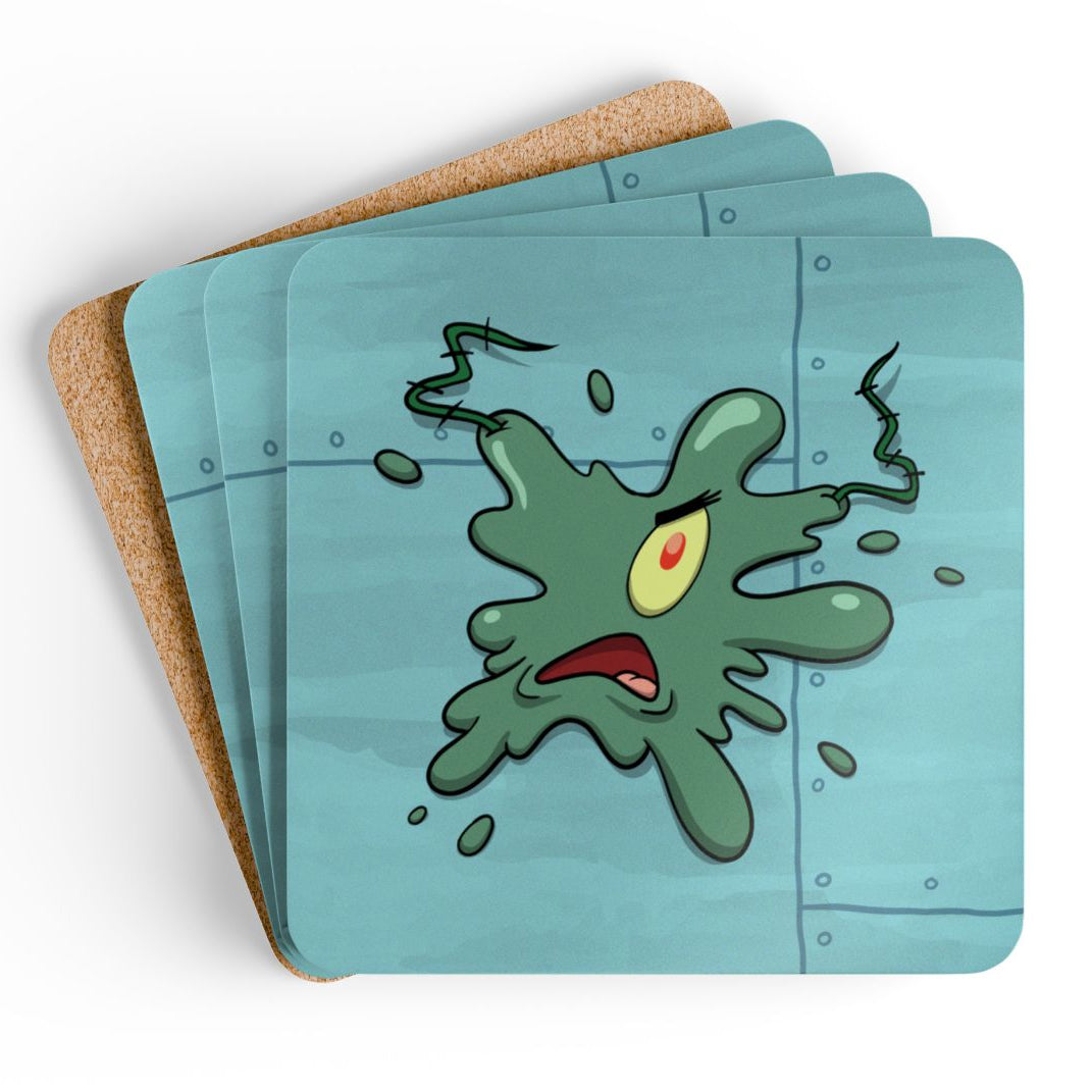 Walking the Plankton premium corkback coaster SET OF 4