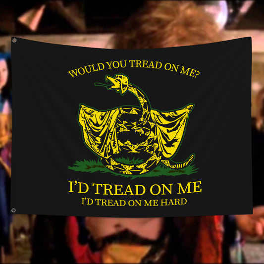 Would You Tread On Me? BLACK double-sided flag