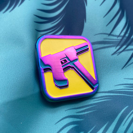 Vice City Heater 1.25" Anodized Metal Soft Enamel Pin