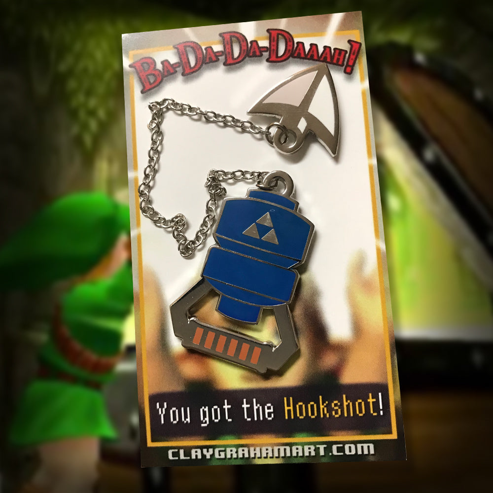 Hookshot 1.5"/0.75" Hard Enamel Pin w/ chain