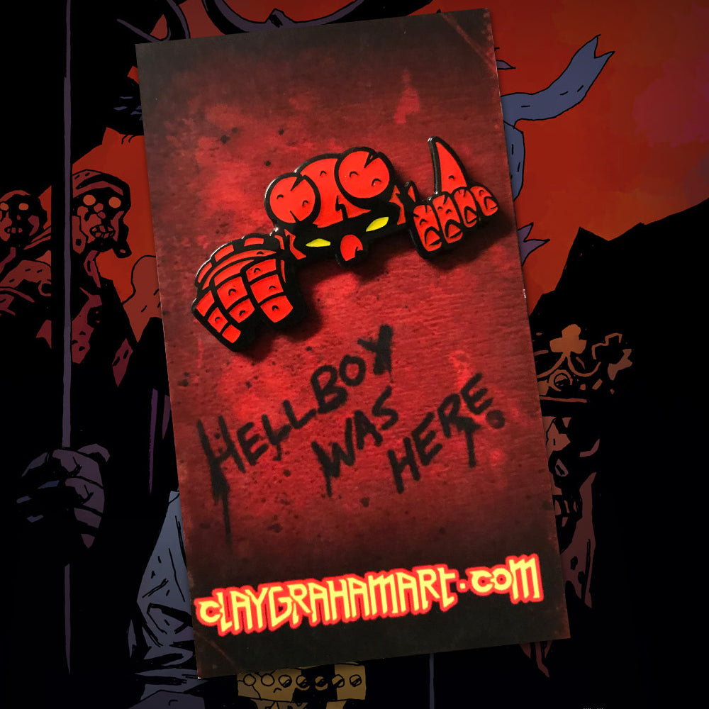 Hellboy Was Here 1.75" Soft Enamel Pin w/ epoxy