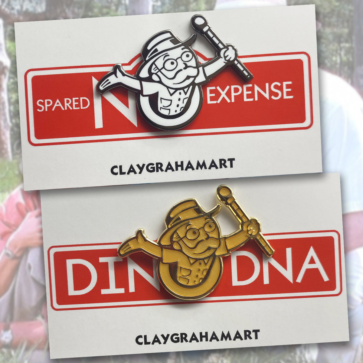 Jurassic Parker Brothers 1.75" Hard Enamel Pin