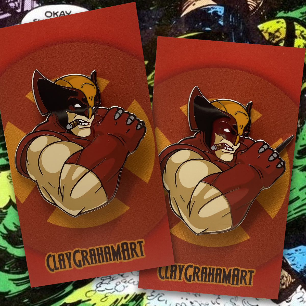 Logan's Rage 2" hard enamel pin w/ retractable "claw"