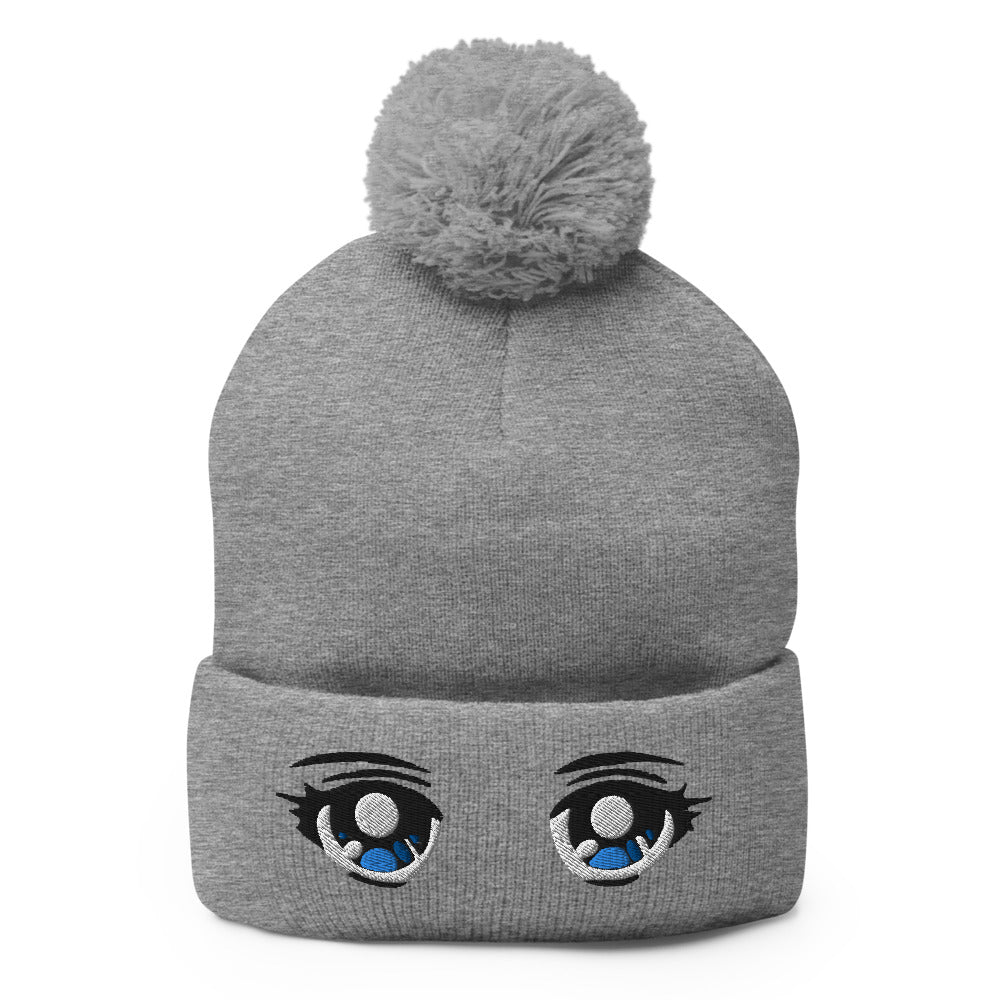 Anime Eyes beanie w/ pom