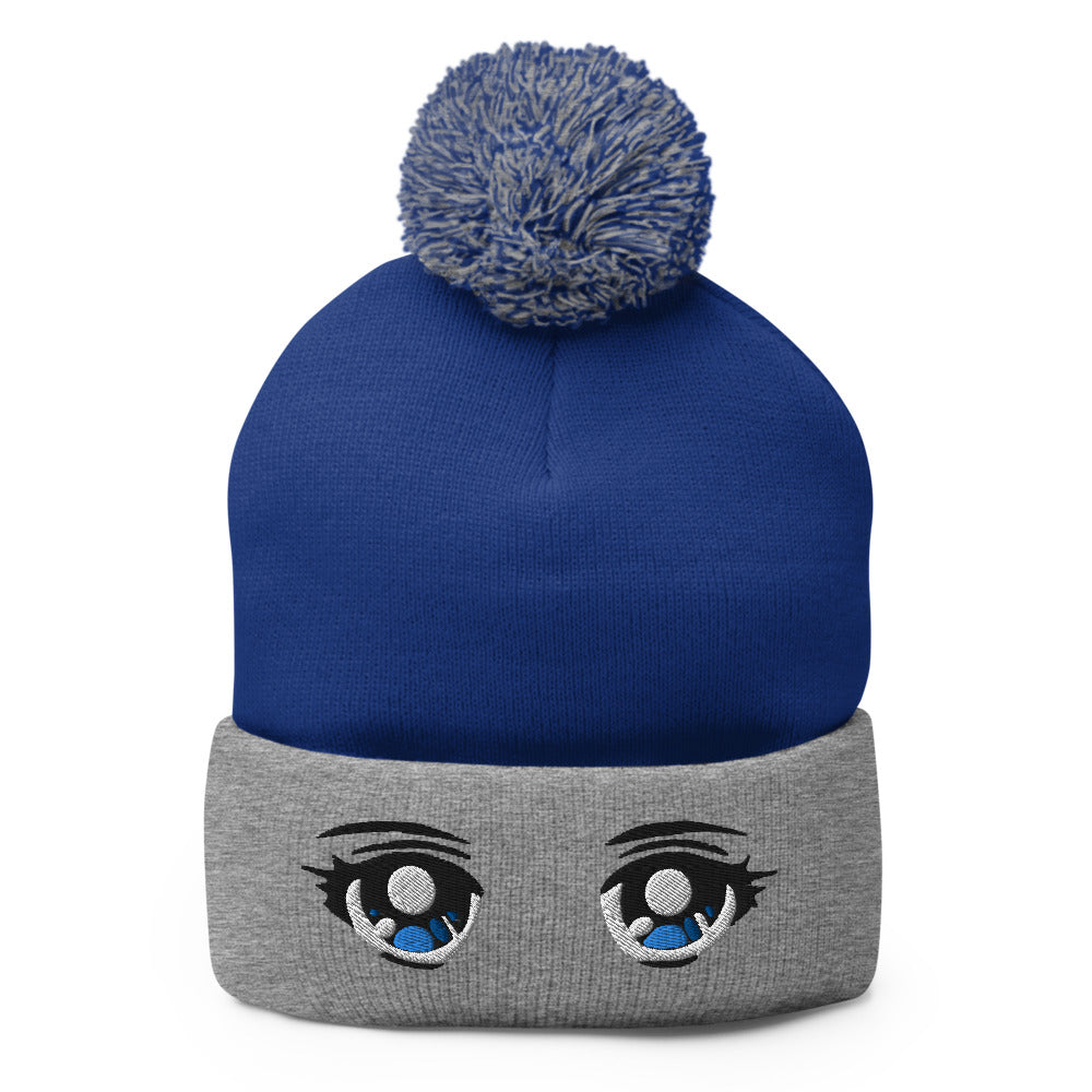 Anime Eyes beanie w/ pom