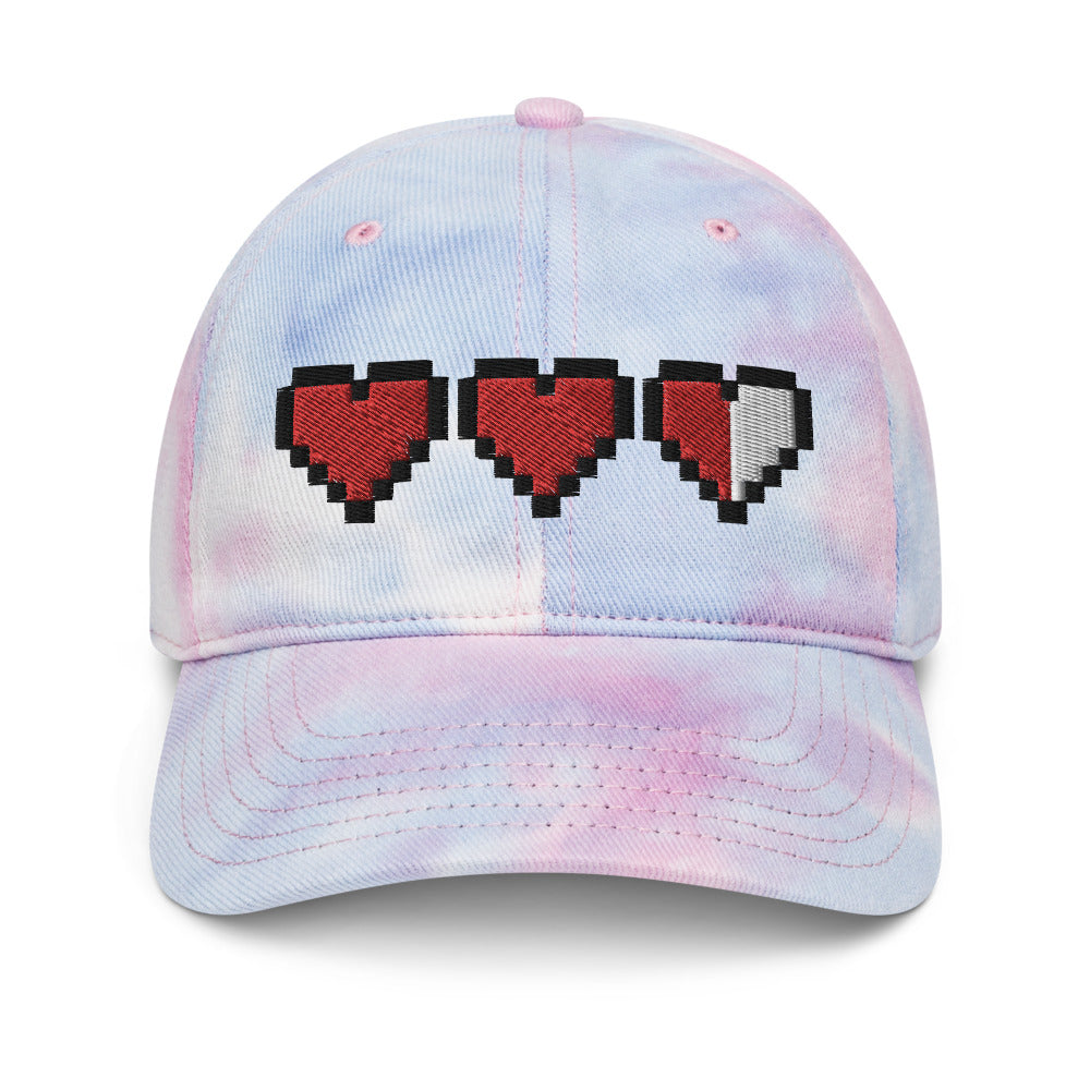 Pixel Hearts tie-dye dad hat