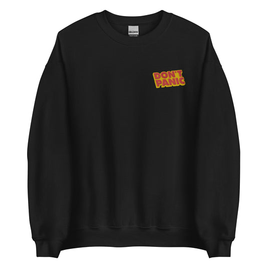 DON'T PANIC embroidered crewneck sweatshirt
