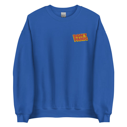 DON'T PANIC embroidered crewneck sweatshirt