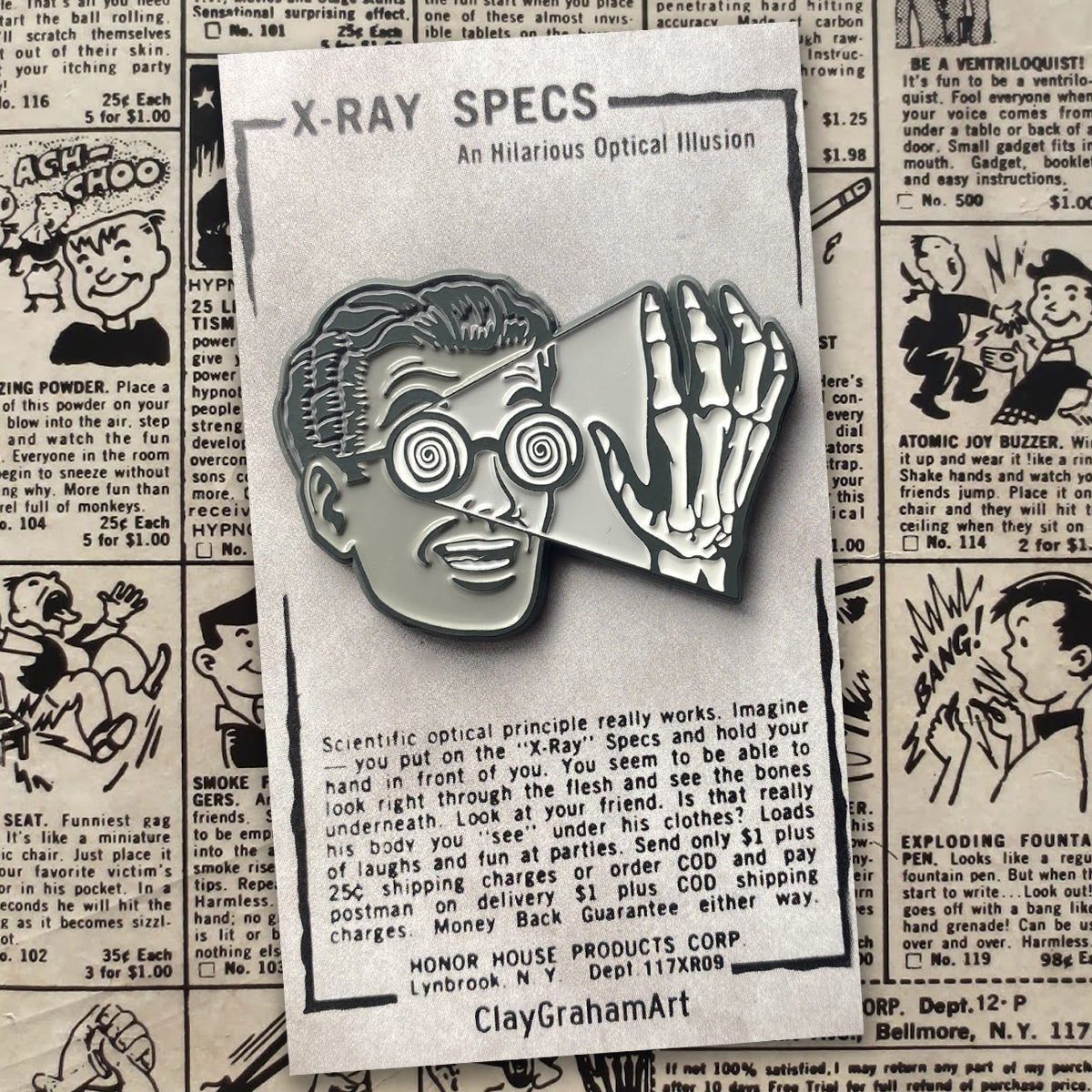 Protect Ya Specs 1.75" soft enamel pin