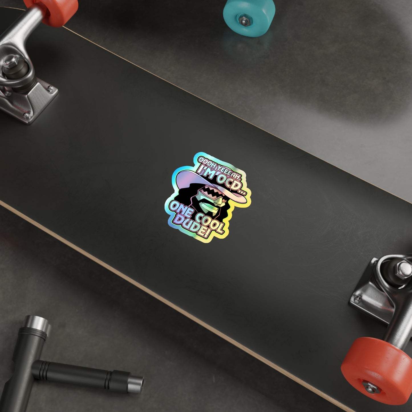 One Cool Dude holographic vinyl sticker