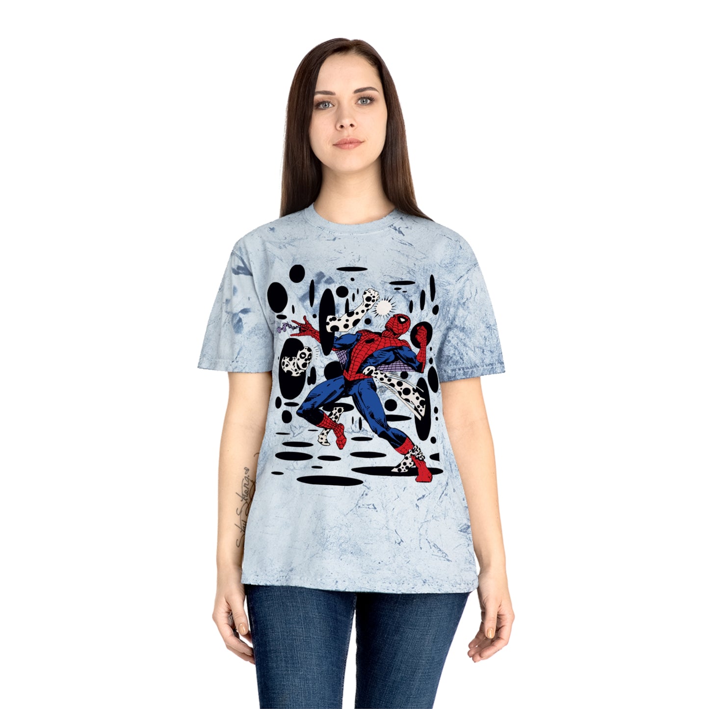 Spidey in a Spot color blast dye tee