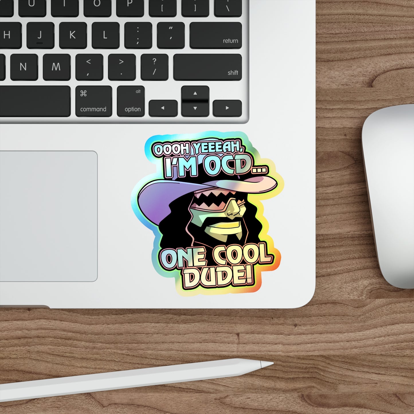 One Cool Dude holographic vinyl sticker