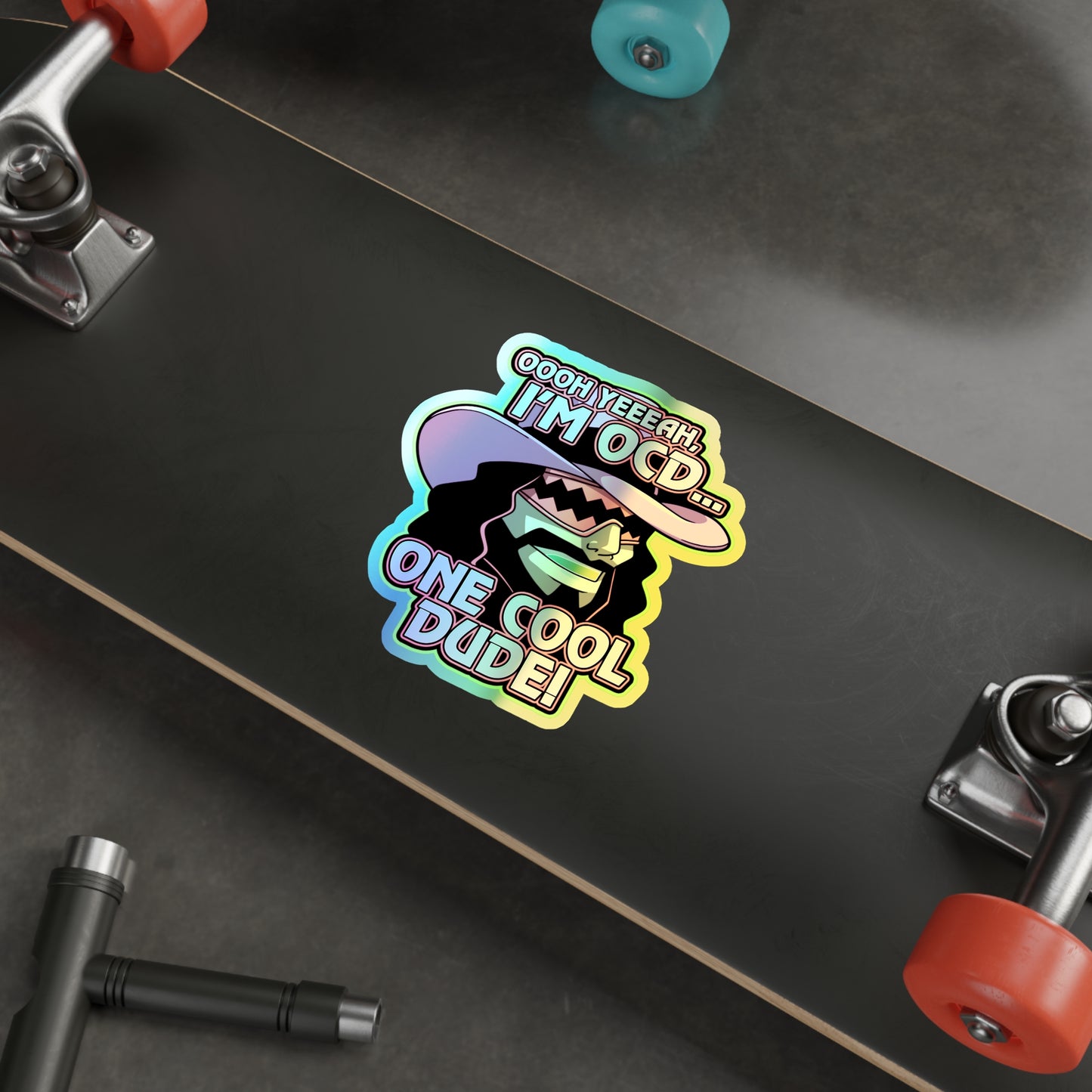 One Cool Dude holographic vinyl sticker
