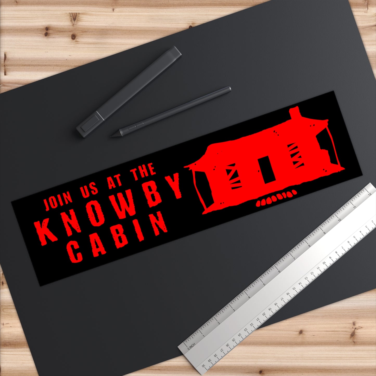Join Us at the Knowby Cabin bumper sticker