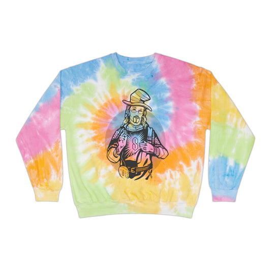 Jesus Is All That and a Bag of Chips tie-dye crewneck sweatshirt