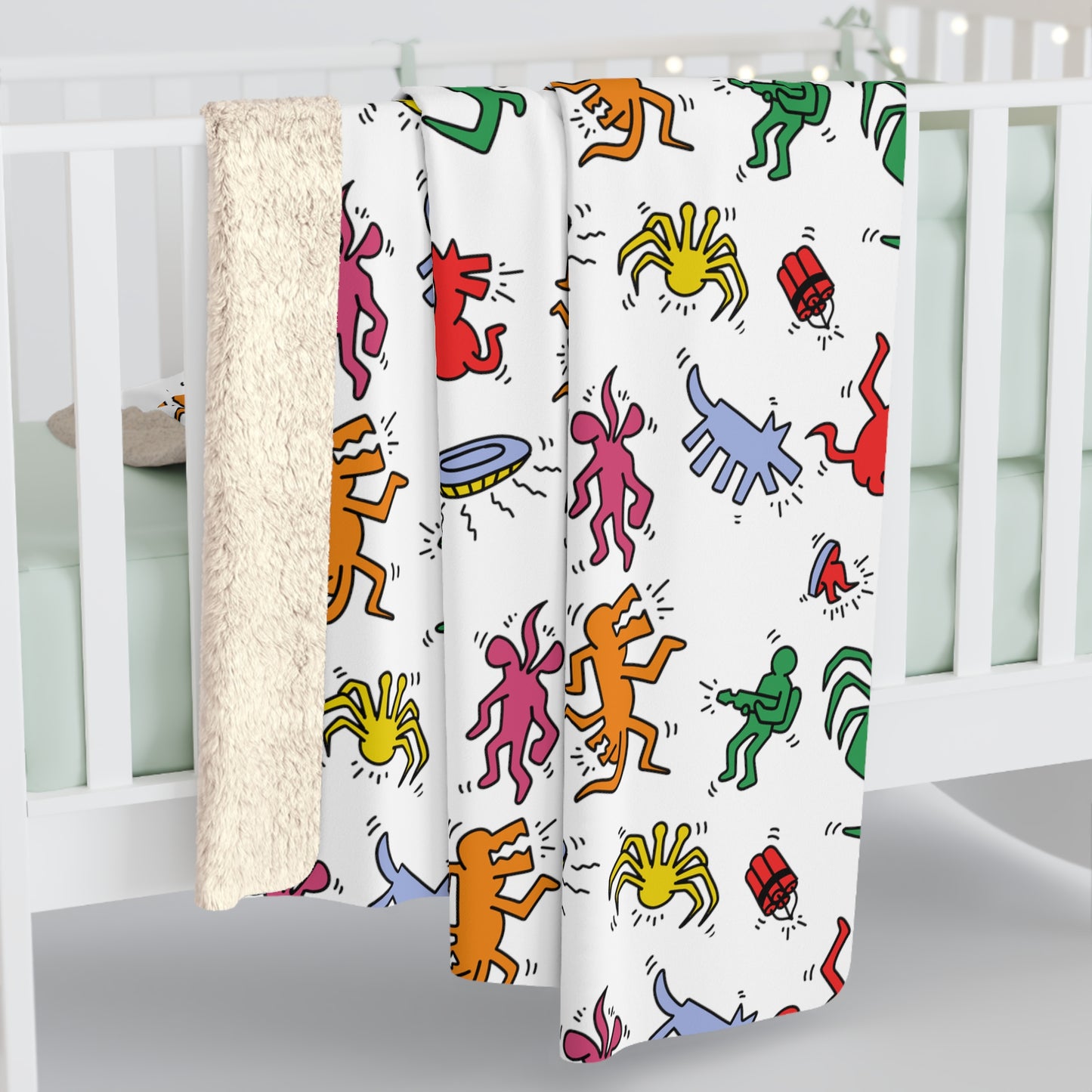 Kieth HarTHING sherpa fleece blanket