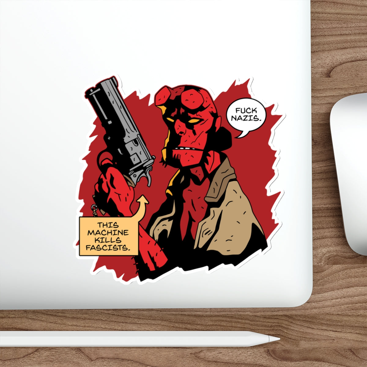 Say Hell No To Fascism vinyl sticker