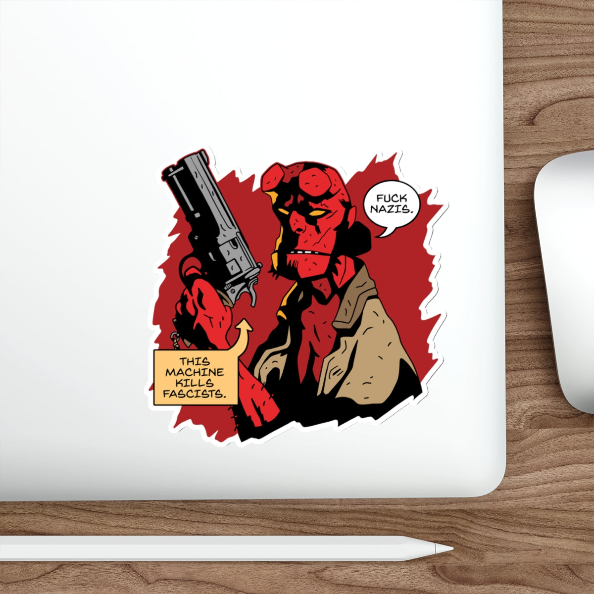 Say Hell No To Fascism vinyl sticker