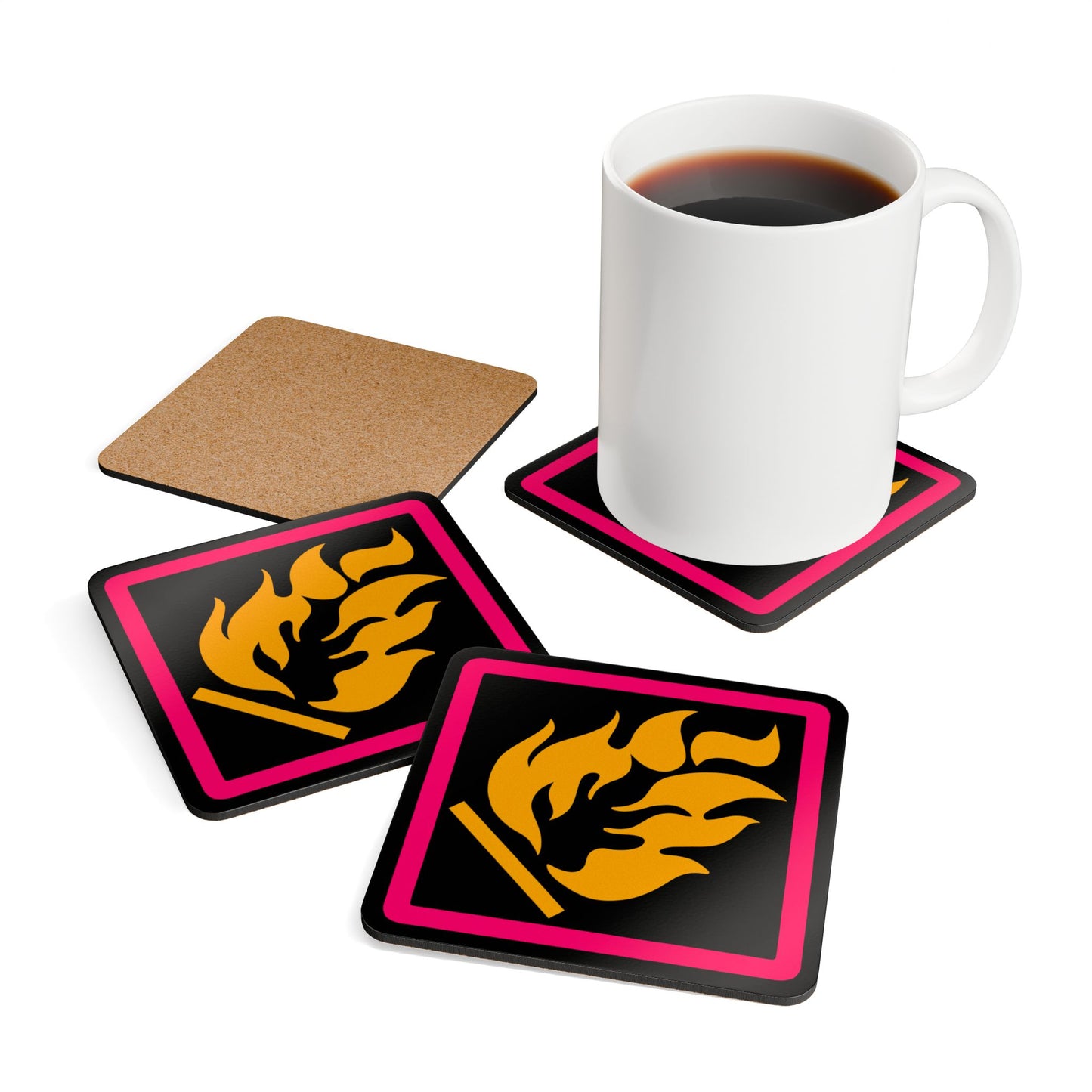 aCiD bUrN premium corkback coaster set