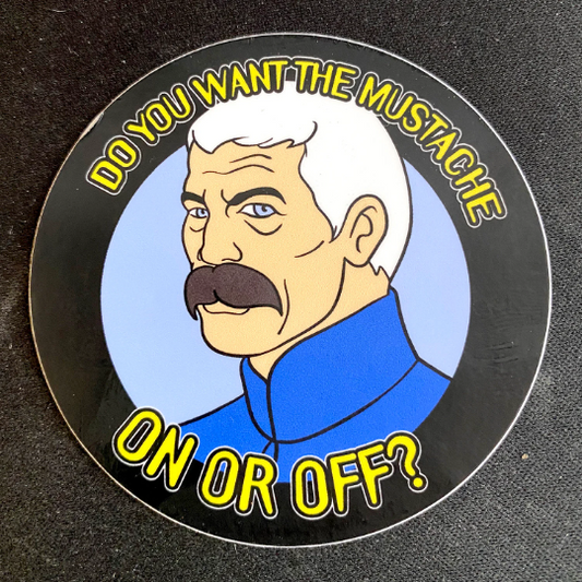 Mustache On or Off? vinyl sticker