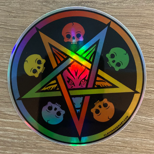 Rainbows In Hell holographic vinyl sticker