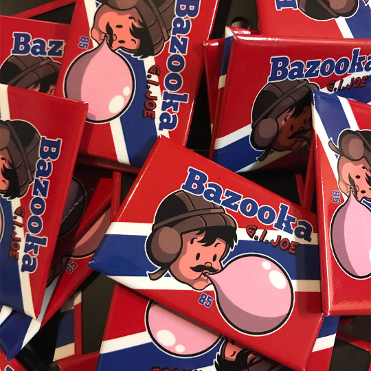 Bazooka GI Joe Gum 2.75" x 1.75" button